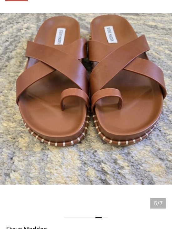 Steve Madden Shoes - Steve Madden Tan Crisscross Toe-Ring Slide Sandals